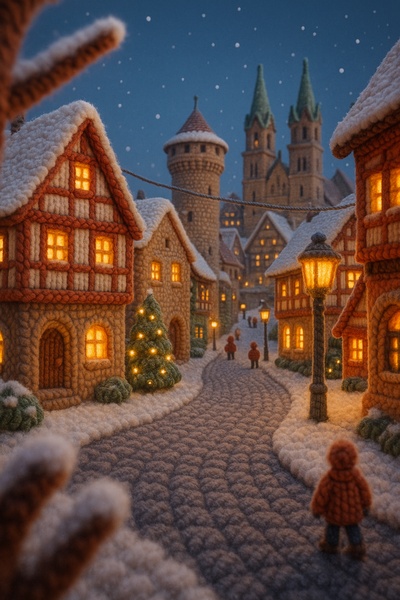 Knitted Nuremberg Christmas Scene in 3D