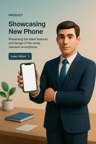 3D Consultant Holding Green Smartphone in Professional Setting