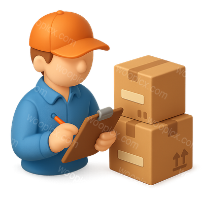 3D Inventory Manager Icon with Boxes and Clipboard