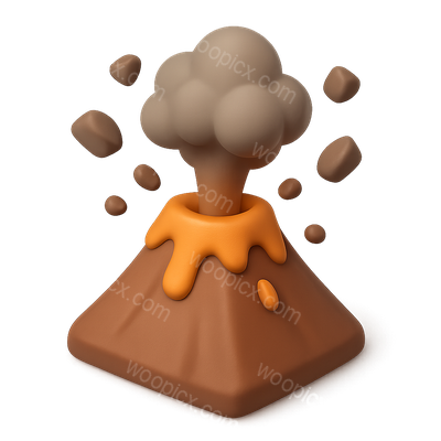 3D Illustration of a Volcanic Eruption