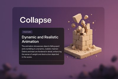 3D Web Design Featuring Dynamic Collapse Animation