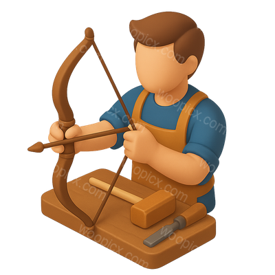 3D Bowyer Icon for Crafting and Design