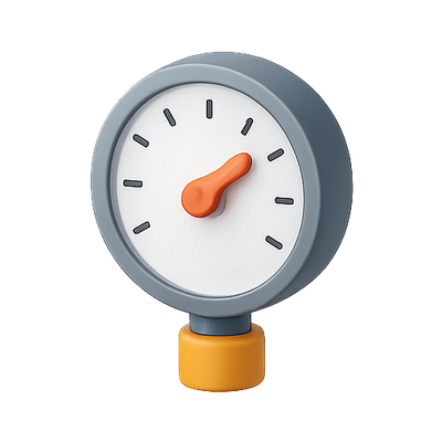 Stylized Pressure Gauge Icon with Minimalist Design