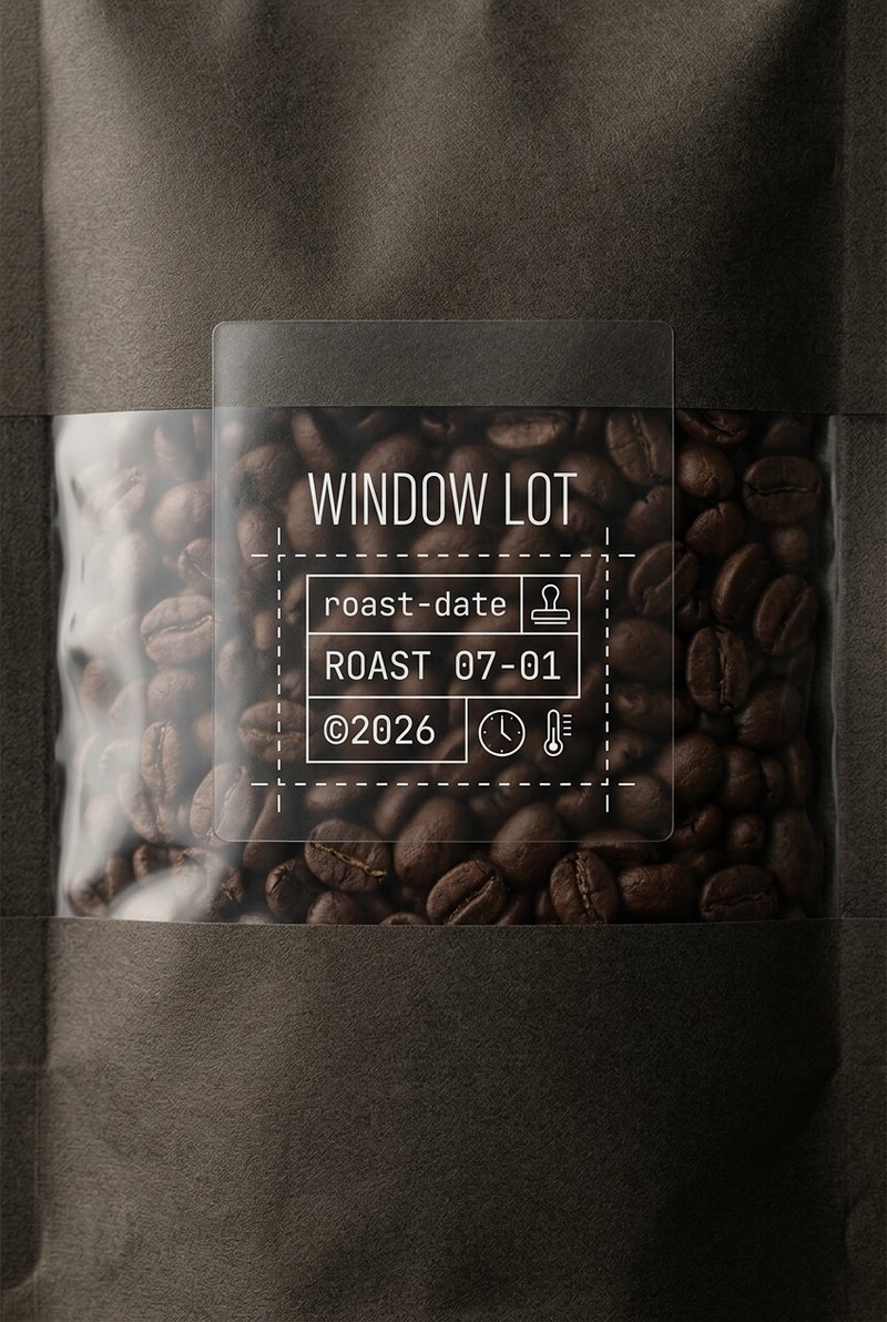 Window bag on wooden table
