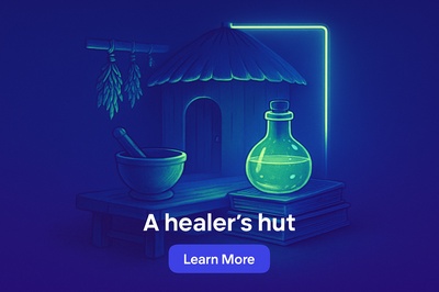 Illuminated Healer's Hut with Neon Accents