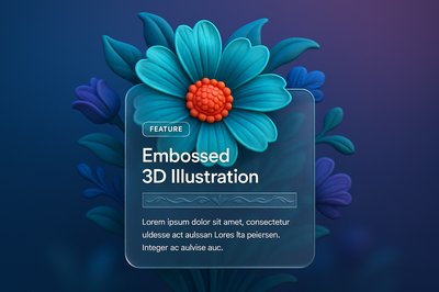 Vibrant 3D Floral Motif for Textile Design