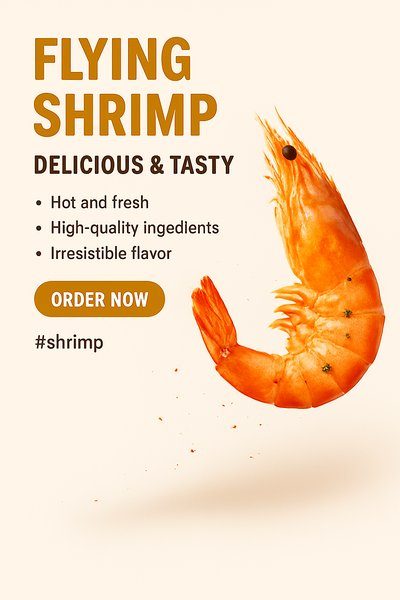 Promotional Seafood Advertisement Featuring Fresh Shrimp