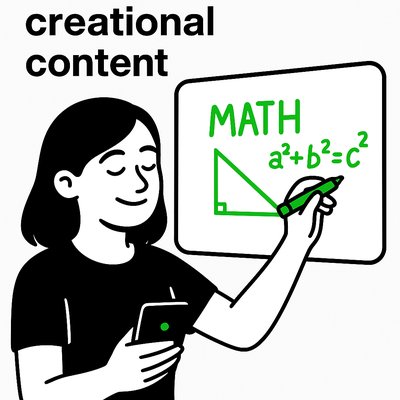 Educational Illustration Featuring Math Concepts with Engaged Learner