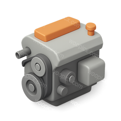 Stylized 3D Engine Icon with Isometric View