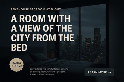 Elegant Penthouse Bedroom with City View at Night