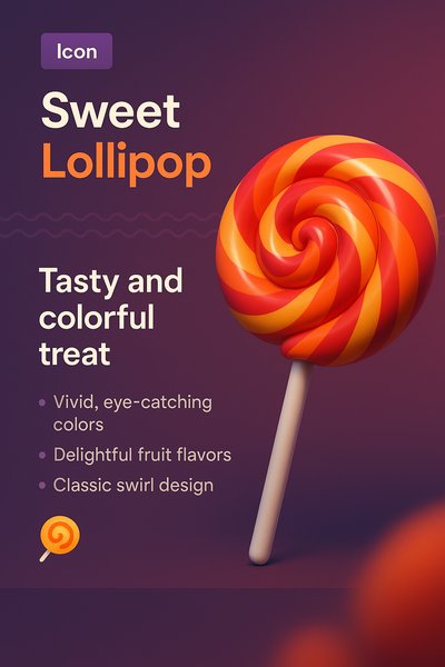 3D Sweet Lollipop Illustration with Colorful Design