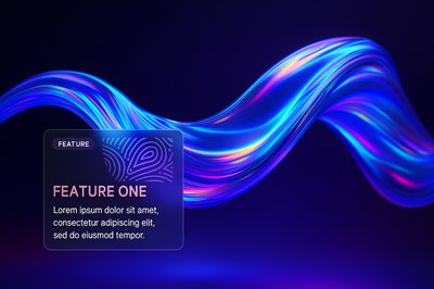 Abstract Neon Waves with Features Block for Web Design