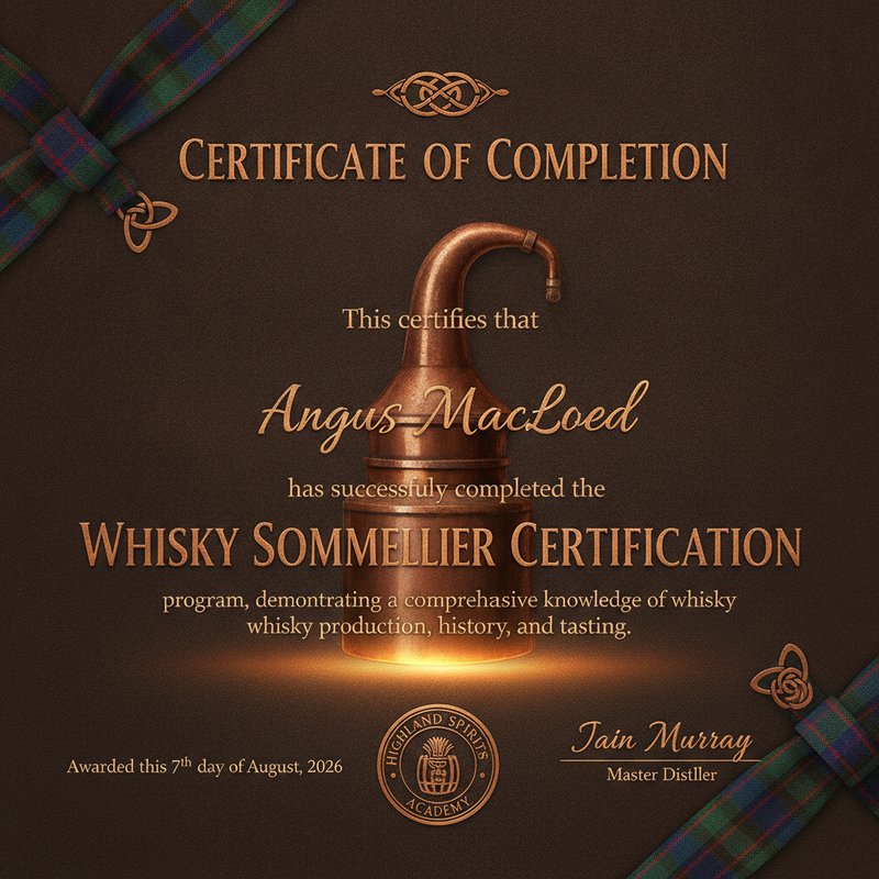 Elegant whisky sommelier certificate