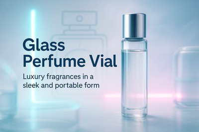 Elegant Glass Perfume Vial Display with Modern Aesthetic