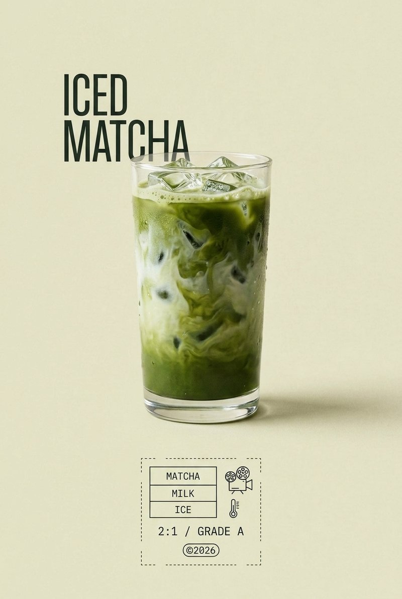 Iced matcha drink in glass