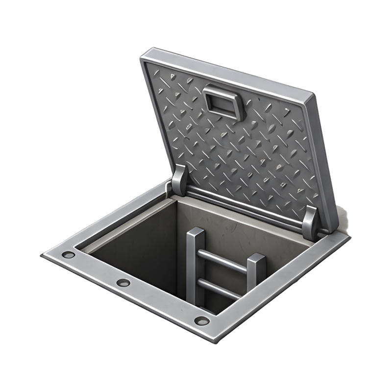 Hinged steel utility hatch