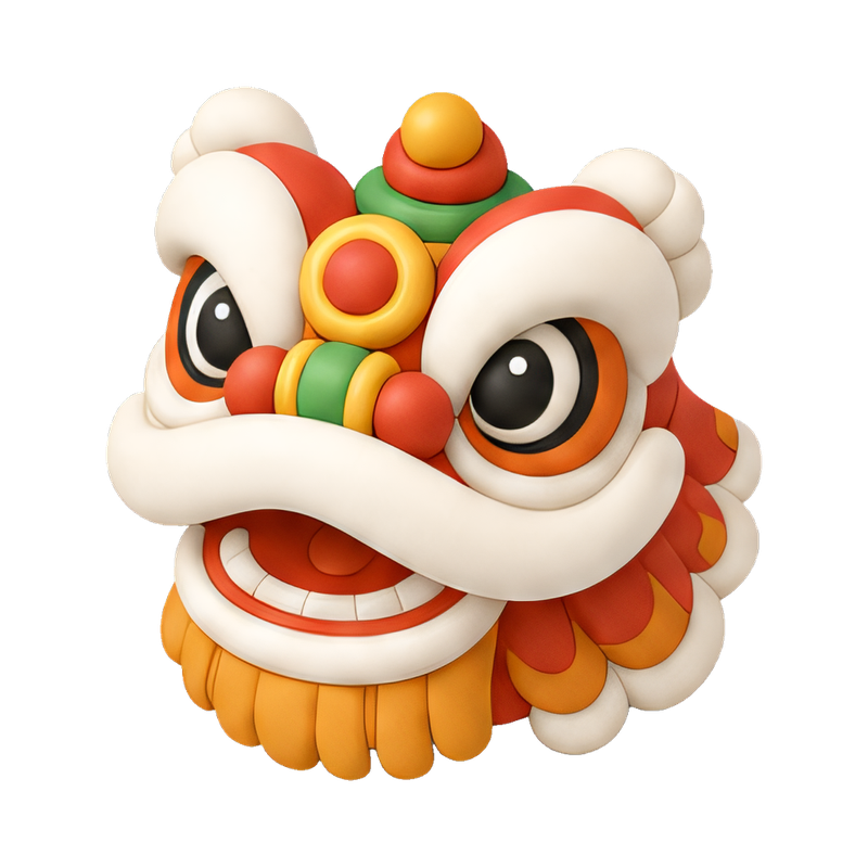 vibrant lion dance costume head