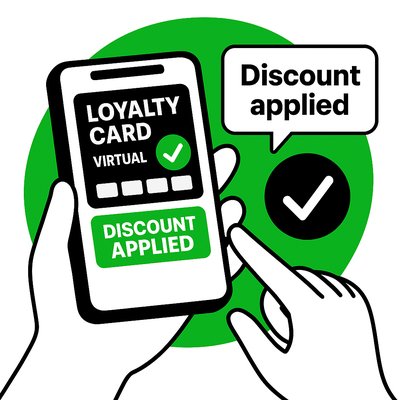 Digital Loyalty Card Illustration with Discount Notification