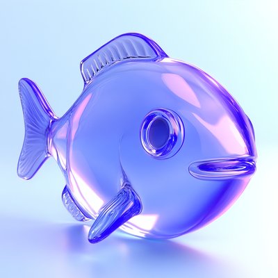 Stylized Glass Fish Sculpture in Soft Colors