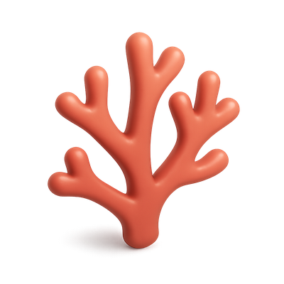 Stylized Isometric Coral Icon with 3D Effect