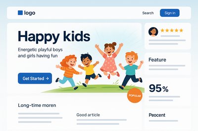 Dynamic Bento Grid Landing Page Featuring Happy Kids