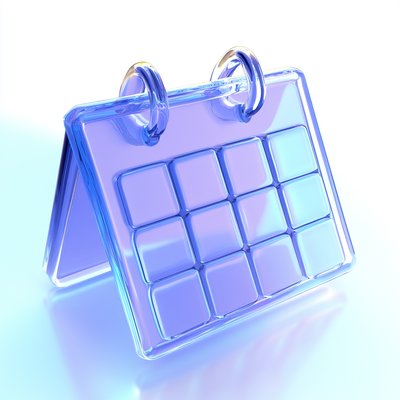 Stylized Calendar Graphic in Transparent Design