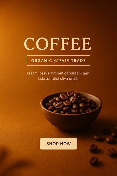 Elegant Coffee Promotion with Organic and Fair Trade Focus
