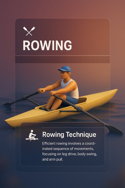 3D Illustration of Rowing Technique with Transparent Design Elements