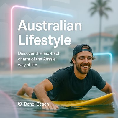 Promotional Image Showcasing Australian Lifestyle at Bondi Beach