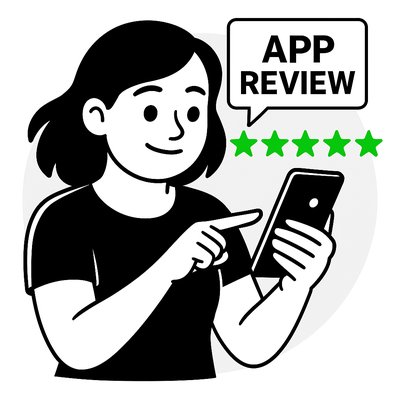 Illustration of a Person Giving an App Review