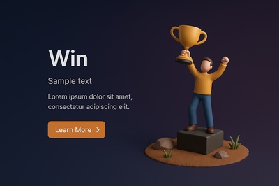 3D Illustration of a Winning Moment with Trophy