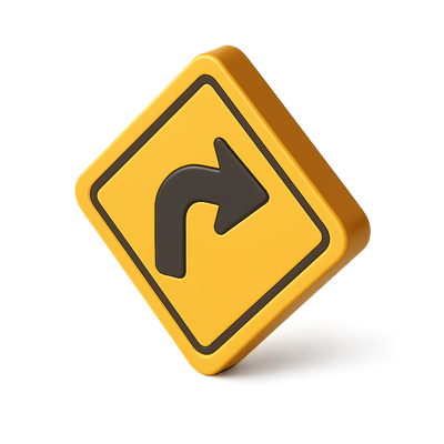 3D Right Turn Sign Icon in Isometric View