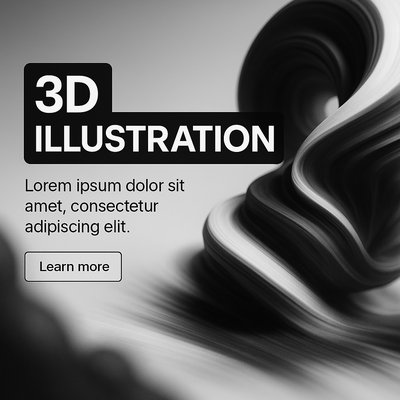 Modern 3D Illustration with Dynamic Swirl Design