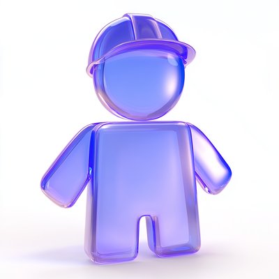 3D Render of a Construction Worker Icon in Transparent Style