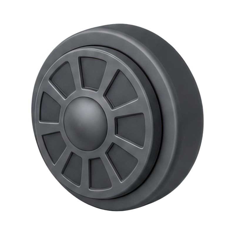 Close-up of a wheel hub cover