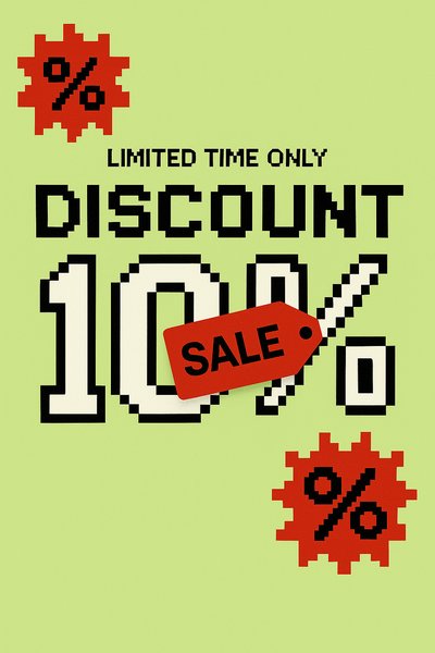 Vibrant Promotional Graphic Featuring Discount Offer