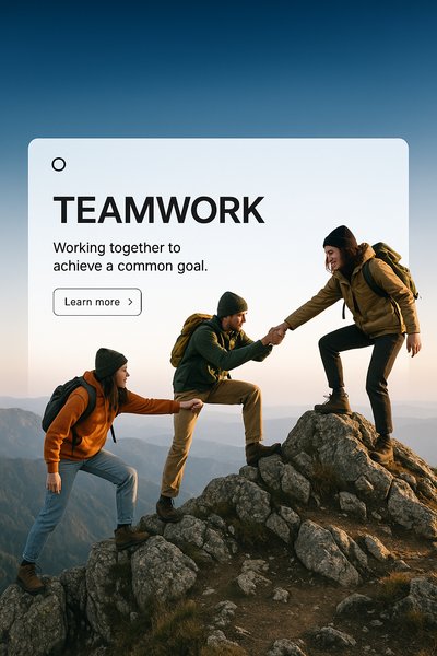 Teamwork Concept Illustration at Mountain Top