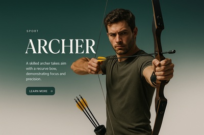 Stylish Archer in Dynamic Pose with Text Overlay