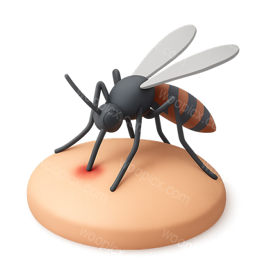 Stylized 3D Mosquito Icon with Bite Detail