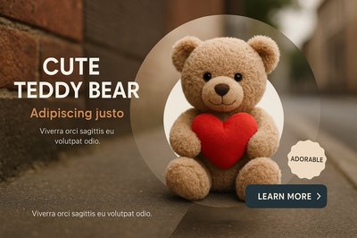 Cute Teddy Bear Holding a Heart - Realistic Design