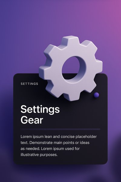 3D Settings Gear Design for Web Page Layout