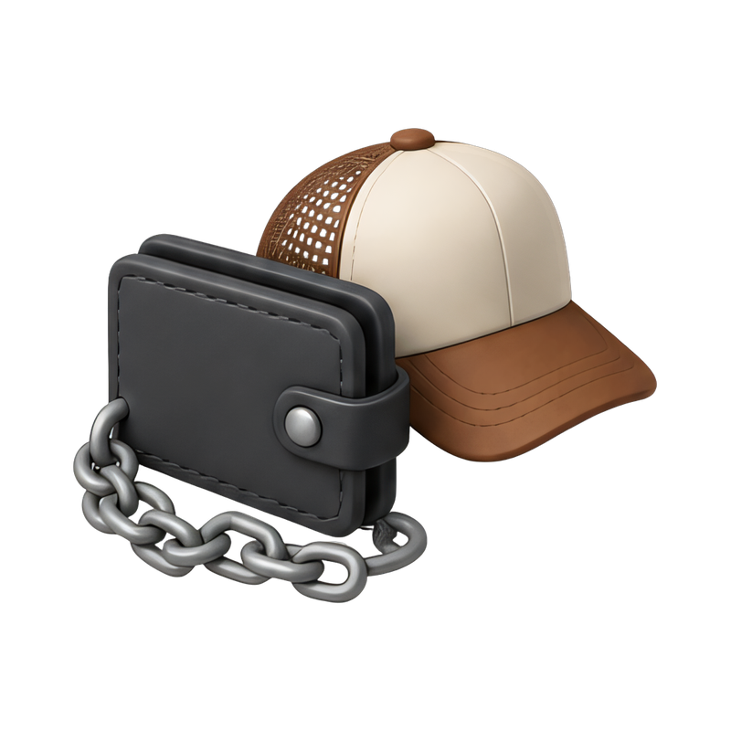 trucker with chain wallet