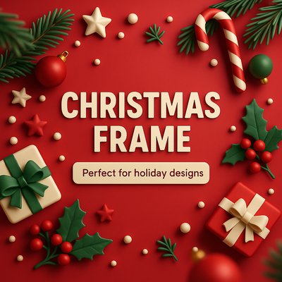 Festive Christmas Frame with Holiday Elements