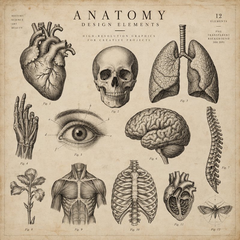 vintage anatomy design elements