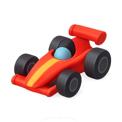 Stylized Red Racing Car Icon with Simple Design