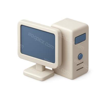Stylish 3D Computer and Monitor Setup in Isometric View