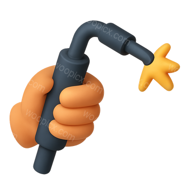 3D Icon of a Hand Gripping a Welding Torch