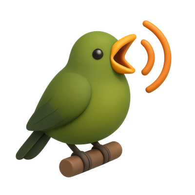 Colorful Cartoon Bird Singing Icon