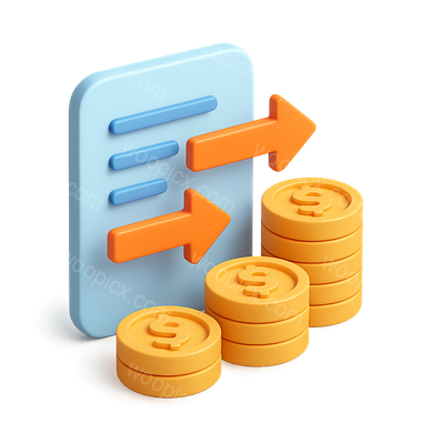 3D Icon Representing Data Transfer with Coins