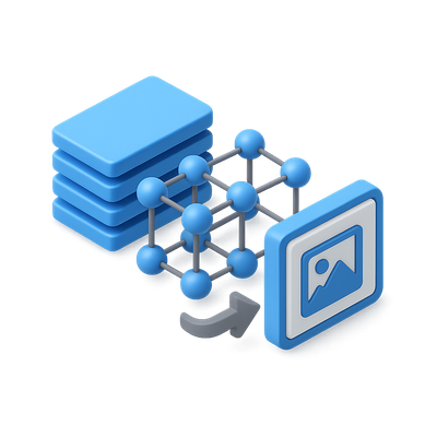 3D Neural Network Icon with Isometric Design